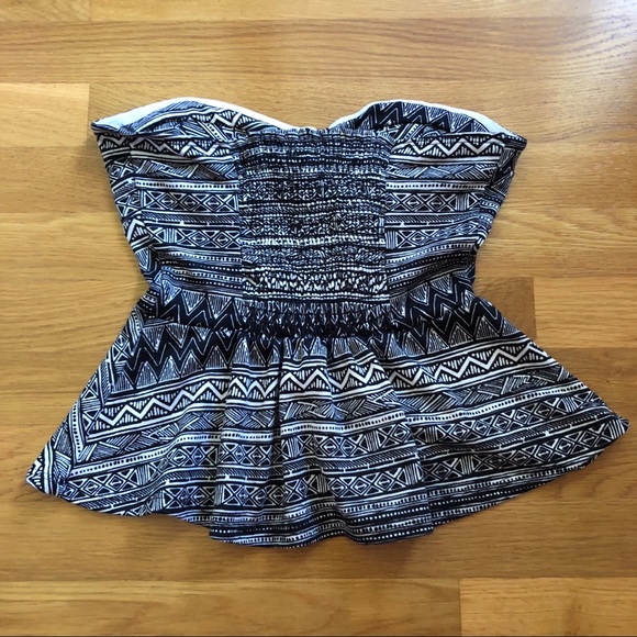 Tribal Print Strapless Peplum Top - Picture 2 of 3